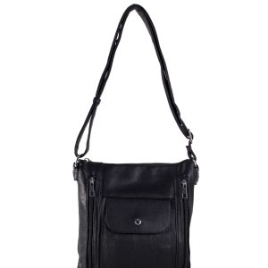 Großhandel Schwarze Damen Schultertasche aus Öko-Leder