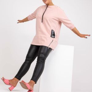 Großhandel Dirty Pink Sweatshirt Tunika in Übergröße mit Rundhalsausschnitt