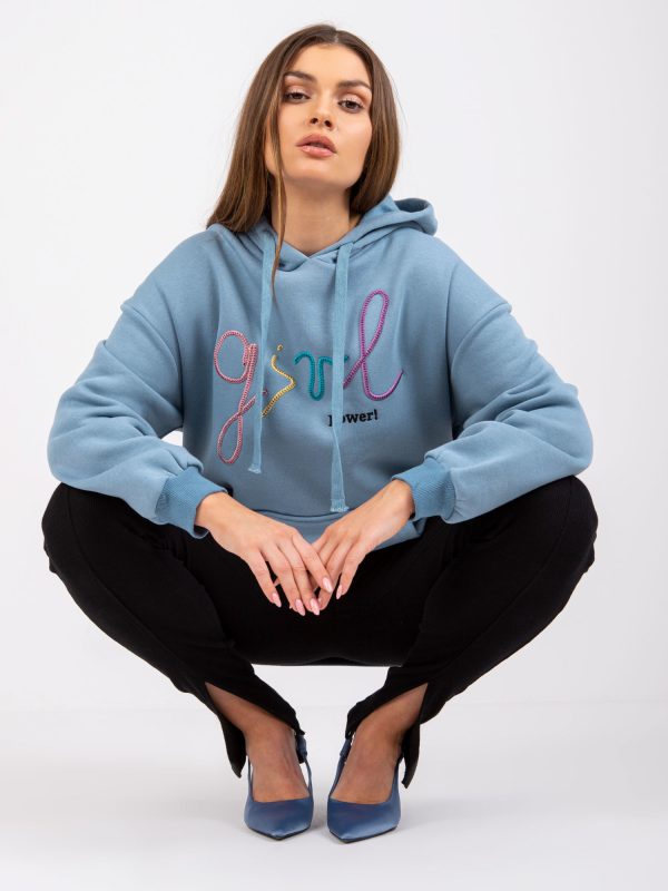 Großhandel Blaues Sweatshirt mit Rosario-Inschrift