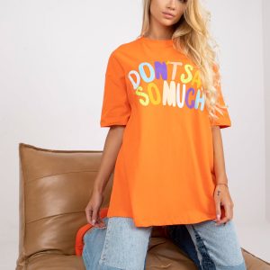 Großhandel Orangefarbenes Baumwoll-T-Shirt mit Aufdruck