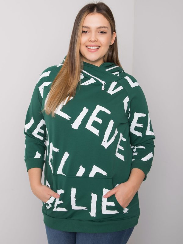 Großhandel Dunkelgrün Gemustertes Sweatshirt Plus Size Perth