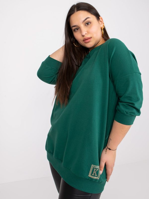 Großhandel Dunkelgrüne lange Bluse plus size Odile