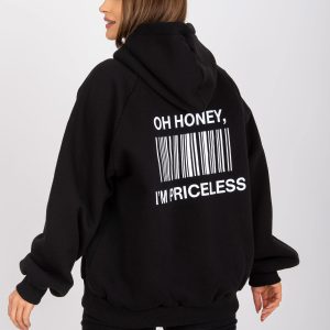 Großhandel Schwarzes Oversize-Sweatshirt mit Aufdruck auf der Rückseite