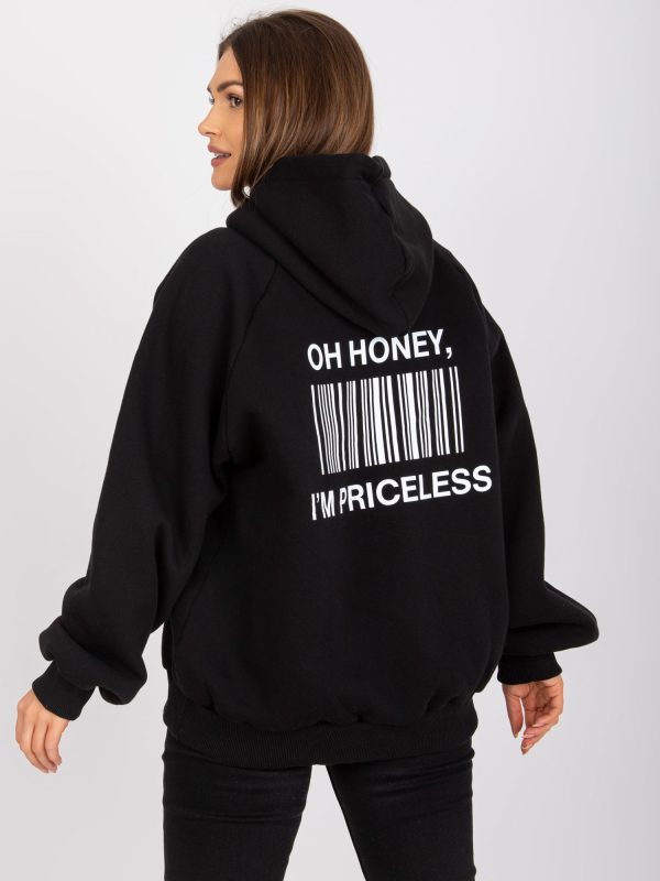 Großhandel Schwarzes Oversize-Sweatshirt mit Aufdruck auf der Rückseite