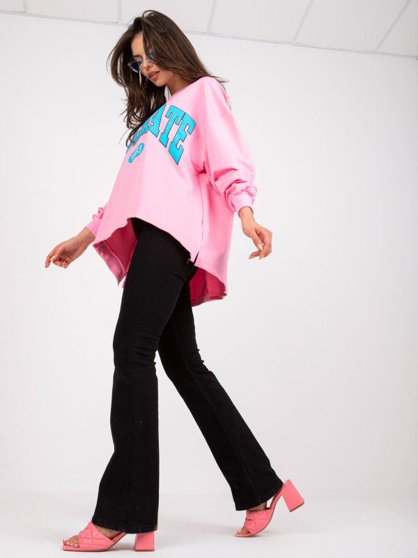 Großhandel Oversize-Kapuzen-Sweatshirt aus Baumwolle in Rosa und Blau