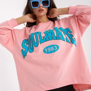 Großhandel Hellrosa und blaues Oversize-Sweatshirt ohne Kapuze