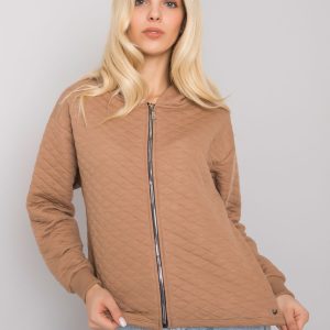 Großhandel Camel gestepptes Sweatshirt Basic Melanie