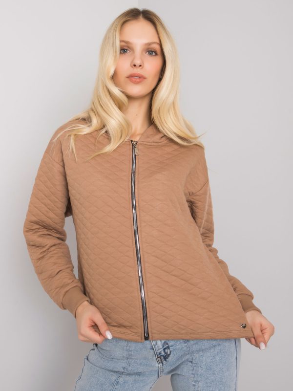 Großhandel Camel gestepptes Sweatshirt Basic Melanie