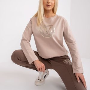 Großhandel Hellbeige-braunes Baumwollset mit Regine Hose