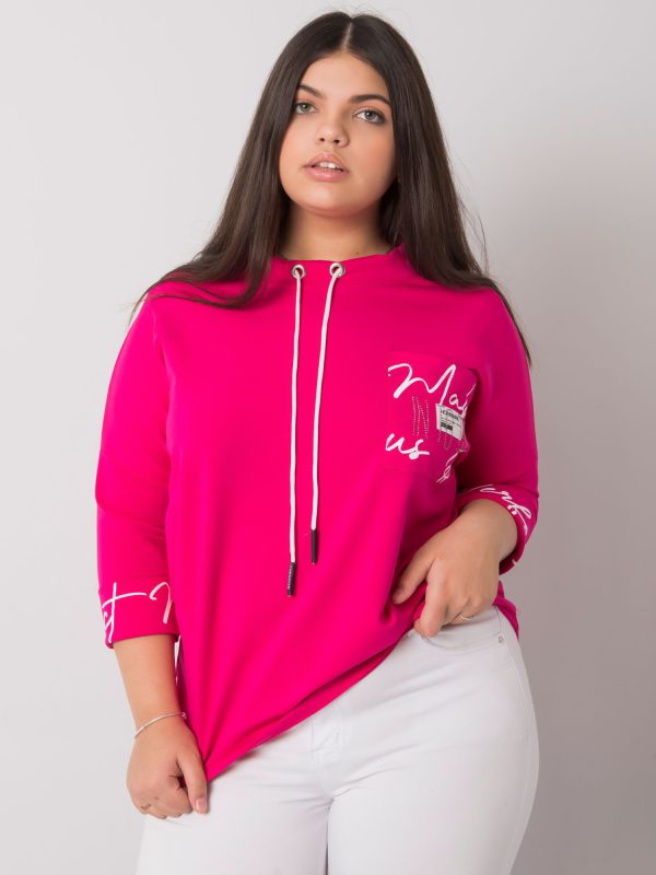 Großhandel Fuchsia Plus Size Bluse mit Aufdruck Susan