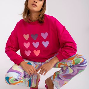 Großhandel Fuchsia Sweatshirt mit Stickerei Tulum