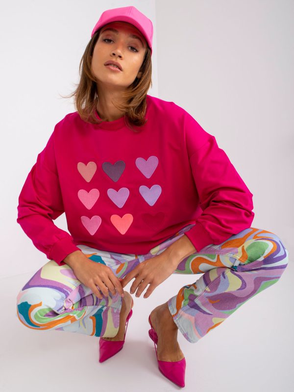 Großhandel Fuchsia Sweatshirt mit Stickerei Tulum