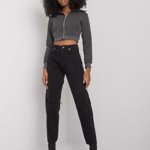 Großhandel Schwarze Damen Jeans mit Löchern Rosa