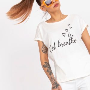 Großhandel Ecru Damen T-Shirt mit der Aufschrift Fields MAYFLIES