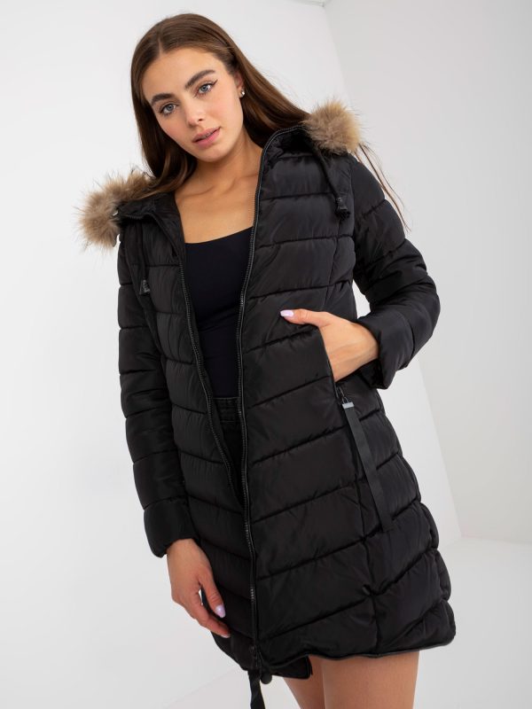 Großhandel Schwarze gesteppte Winterjacke