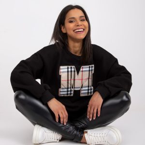 Großhandel Schwarzes Kapuzen-Sweatshirt für Damen