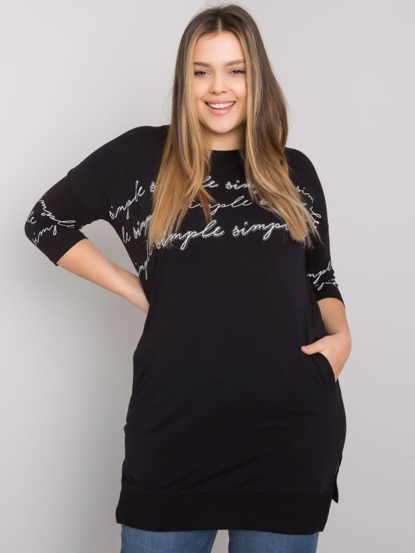 Großhandel Schwarze Plus -Size-Bluse mit Lily-