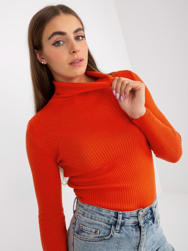 Großhandel Orangefarbener Rollkragenpullover für Damen