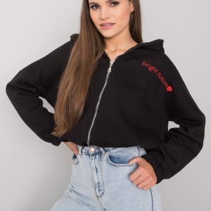 Großhandel Schwarzes Sweatshirt mit Stickerei Michelle RUE PARIS