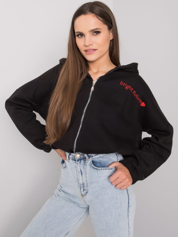 Großhandel Schwarzes Sweatshirt mit Stickerei Michelle RUE PARIS