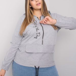 Großhandel Kaylee Grau Melange Plus -Size-Sweatshirt