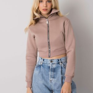 Großhandel Dunkelbeiges kurzes Sweatshirt Ann RUE PARIS