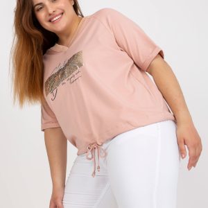 Großhandel Dirty Pink Übergröße Bluse mit V-Ausschnitt