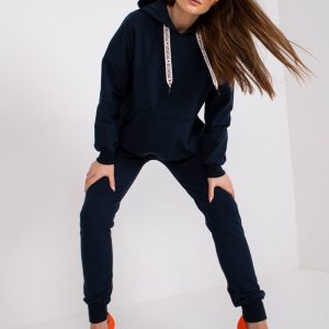 Großhandel Marineblaues Sweatshirt-Set mit Kapuze Alejandra