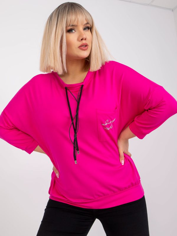 Großhandel Fuchsia Plus Size Bluse mit Robert-Tasche