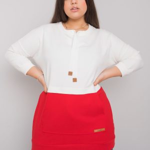 Großhandel Ecru-rotes Plus Size Sweatshirt ohne Kapuze Sira