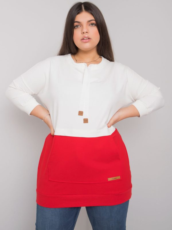 Großhandel Ecru-rotes Plus Size Sweatshirt ohne Kapuze Sira