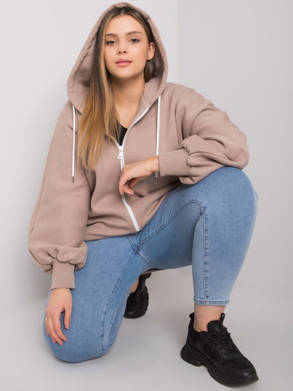 Großhandel Dunkelbeige Plus -Size-Hoodie Ella