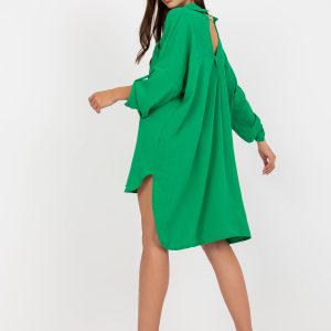 Großhandel Grünes Freizeitkleid mit Knopfverschluss Elaria