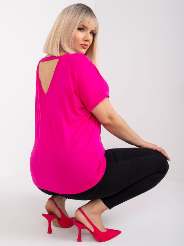 Großhandel Fuchsia Plus Size Bluse mit Viskose Dina