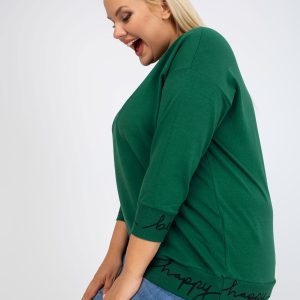 Großhandel Grünes und schwarzes Einfarbiges Kapuzen-Sweatshirt Charliza in Übergröße