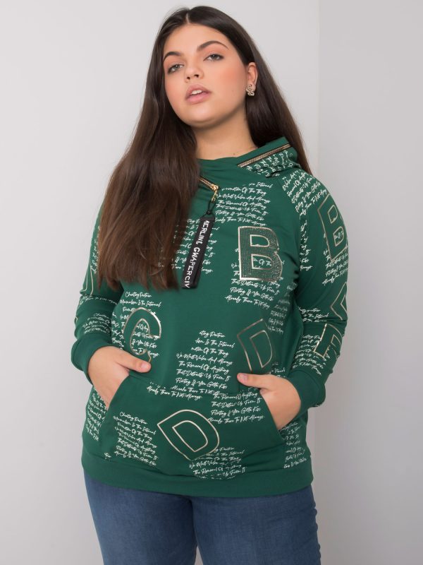 Großhandel Dunkelgrünes Plus -Size-Sweatshirt mit Adele-Applikation