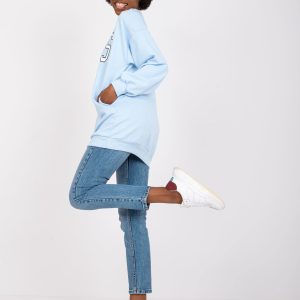 Großhandel Hellblaues Sweatshirt für Damen mit Poppy-Aufschrift