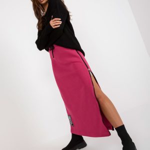 Großhandel Fuchsia Midi-Sweatshirt mit Reißverschluss