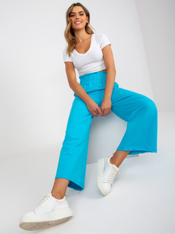 Großhandel Blaue Basic Sweatpants mit weitem Bein