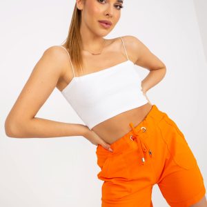 Großhandel Orange Basic Sweatshirt mit hoher Taille