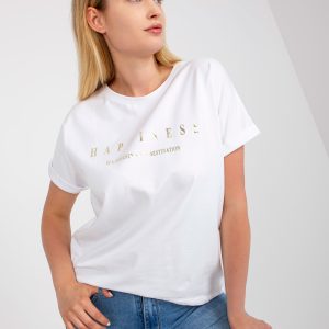 Großhandel Weißes Kurzarm-T-Shirt aus Baumwolle Plus