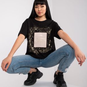 Großhandel Schwarzes Oversize-T-Shirt mit Aufdruck