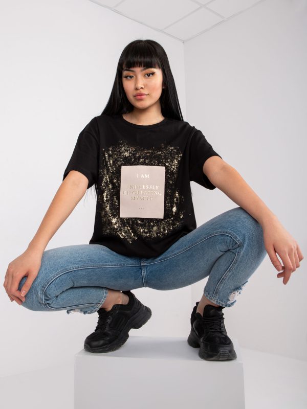 Großhandel Schwarzes Oversize-T-Shirt mit Aufdruck