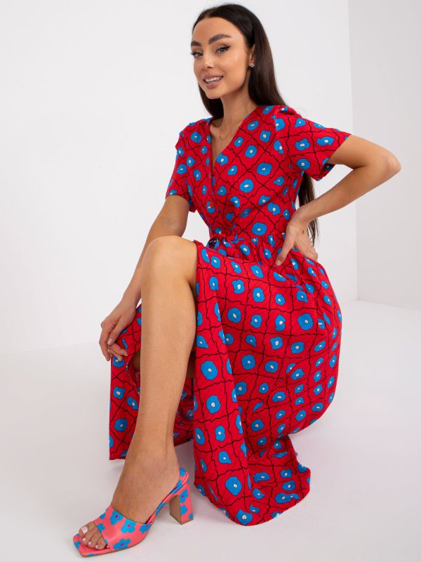 Großhandel Rotes Midikleid mit Prints RUE PARIS