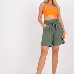 Großhandel Khakifarbene Bermudashorts mit hohem Bund OCH BELLA