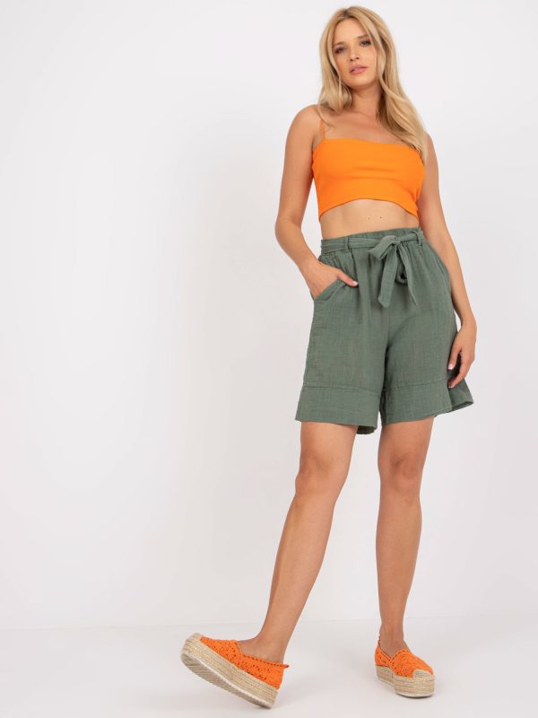 Großhandel Khakifarbene Bermudashorts mit hohem Bund OCH BELLA