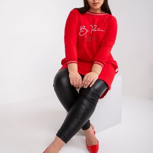 Großhandel Rote Sweatshirt-Tunika in Übergröße mit Blanche-Inschriften