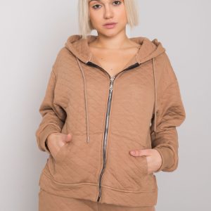 Großhandel Camel gestepptes Sweatshirt mit Reißverschluss Arezzo