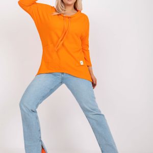 Großhandel Orange Basic Bluse aus Baumwolle in Übergröße