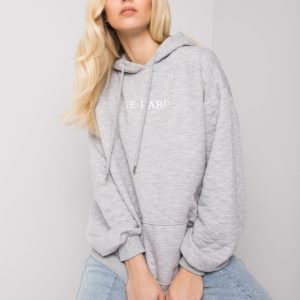 Großhandel Graues meliertes Sweatshirt mit Steppung Hanna RUE PARIS